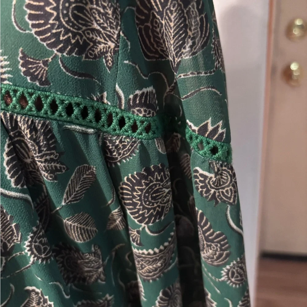 Rebecca Minkoff Florence dress in green paisley print polyester size M. Vintage! - Picture 12 of 16